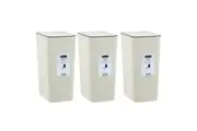 3x Boxsweden 10L 33cm Touch Top Rubbish Bin Garbage Trash Storage Rectangle WHT