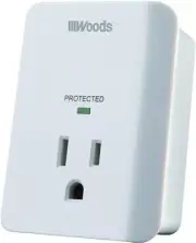 Woods 41008 Surge Protector One 3-Prong Power Outlet LED Indicator Light & Alarm