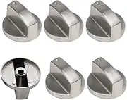 VZU 6 PCS 0° Universal Gas Stove Knob Set, 6MM Cooker Replacement Knobs, Precise Temperature Control, Durable Metal Surface Switch Control Stove Adaptors Knobs for Kitchen Cooktop Gas Stove Ovens