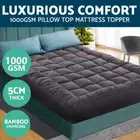 Pillowtop Mattress Topper Protector Bamboo Charcoal 1000GSM Bedding Matress Mat