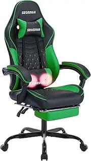 SEGEDOM Gaming Chair Computer Chair with Footrest,Gaming Chairs for Adults, Ergonomic PC Office Chair with Headrest & Lumbar Support, Reclining Chair, Home,Teens, Kids(Blackgreen)