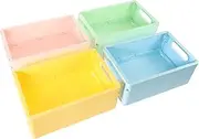 TINEASUR Cute Storage Baskets 4pcs Collapsible Organizer Box for Home Sundries Storage Organizer Multipurpose for Toys Books Cosmetics
