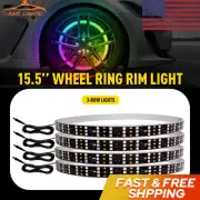 3 Row 15.5 LED Wheel Ring Rim Lights RGB Color Turn Signal IP68 5050 SMD APP