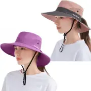 Tutuko Womens Wide Brim Sun Hats Foldable UV 7 1/2, Pink & Pure Purple