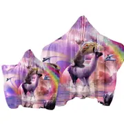 Space Cat on Llama Unicorn Eating Taco Cool Art Towel with Hood