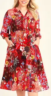 TS TAKING SHAPE plus size XL / 24 Natural Fez Tiles Dress floaty NWT rrp$180!