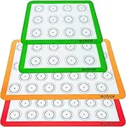 Set of 4 Reusable Silicone Macaron Baking Mats 0.75mm (2 Half Sheets and 2 Quarter Sheets), Non Stick Silicone Liner for Bake Pans and Rolling – Macaron, Pastry, Cookie, Bun, Brioche, Bread Making