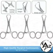 3 Pcs Backhaus Towel Clamp forceps 3.5" Surgical Medical O.R Grade Instruments