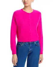 Aqua Cashmere Crewneck Cardigan - Exclusive