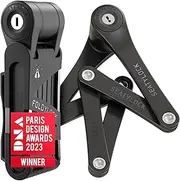 FoldyLock Mini Folding Bike Lock with Key - Patented Lightweight Heavy Duty High Security Anti Theft - Cut Proof Silver Sold Secure Bicycle Lock for Electric Scooters and Bikes - 29.5"