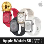 【APPLE】S+ 級福利品 APPLE WATCH S8 LTE 41MM 鋁金屬錶殼搭配運動錶帶(原廠保固中)