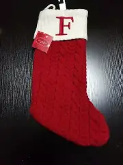 St Nicholas Square Knit Initial F Stocking 18" New