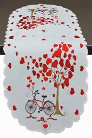 Creative Linens Valentine Red Heart Bike Table Cloth Runner Wedding Decor