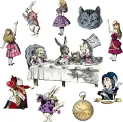 Alice in Wonderland Decor Tea Party Decoration Cardboard Cutouts 10 PCS Doubl...