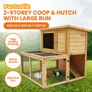 Furtastic 2-Storey Chicken Coop & Rabbit Hutch With Large Run in Fir Wood