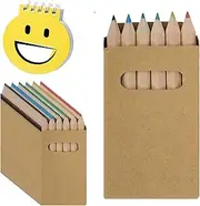 Partituki 50 Boxes of 6 Mini Colouring Pencils. Non-Toxic. Smooth Kraft Cardboards. Contains 1 Single Notebook