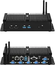 VENOEN Mini Industrial PC, i7 Fanless PC, Industrial Computer, Core i7 8550U, W11 Pro, HD1.4, VGA, Dual Display, 6 RS232 COM, RJ45 LAN, USB, WiFi 5, BT4.0, Raid, 16GB RAM 512GB SSD
