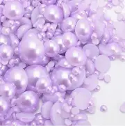 800 Pcs Lavender Flatback Half Faux Pearls Beads DIY Crafts Nail Art