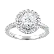 Meera Double Flower Ring with 1.50ct of Laboratory Grown Diamonds in 18kt White Gold