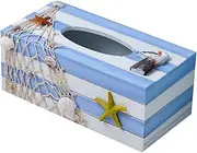 Alipis Ocean-Inspired Tissue Box Wood Cover Mediterranean Decor Multifunctional Storage Box