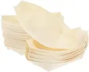 Luxshiny Rustic Style Wood Plates for Sushi Hot Dogs Appetizers Sturdy Disposable Food Boats for Catering Parties Home Use Creative Presentations