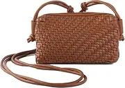 [Dabdays] Woven Purse Small Woven Crossbody Bag Clutch Purses for Women Vegan Leather Handbags with Shoulder Strap