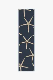 75' x 305' | Machine Washable Runner Rug | Kid & Pet Friendly | Indoor Rug | Starfish Navy Rug | Ruggable