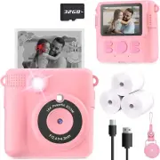 Instant Print Camera for Kids - HD Digital Video Cameras for Toddlers (Pink)