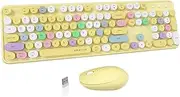 UBOTIE Colorful Computer Wireless Keyboards Mouse Combos, Typewriter Flexible Keys Office Full-Sized Keyboard, 2.4GHz Dropout-Free Connection and Optical Mouse