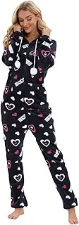 [Generic] Homecoming Pants Outfit Junior Women's Fleece Pajamas Printing Sleepwear Pajamas Hooded Jumpsuit Rompers Clubwear Nightwear Plush Onesie Off The Should Jumpsuit for Women