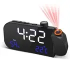 Projection Alarm Clock with FM Radio for Bedroom, 270° Rotatable Digital4145