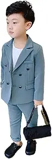 [Kromoc] Boys' 2-Piece Suit Double Breasted Buttons Jacket Pants Tuxeds Outfits Casual Daily Homecoming