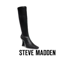 在飛比找momo購物網優惠-【STEVE MADDEN】SAVVY 皮革尖頭細高跟長筒靴