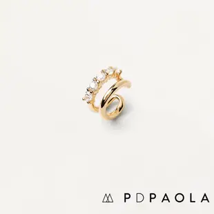 PD PAOLA 西班牙時尚潮牌 金色迷你耳環 鑲鑽C型雙層耳骨夾 ALEXIA