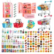 164Pcs Mini Shopping Cart Basket Miniature Food Drink Toy Supermarket Metal H...