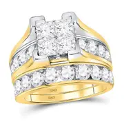 14k Yellow Gold Princess Diamond Bridal Wedding Ring Set 4 Cttw