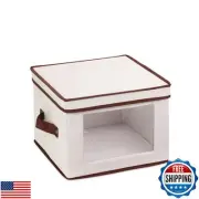 Honey-Can-Do SFT-02063 Natural Canvas Soft Storage Box, Medium Window Box 12x