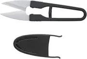 Veemoon 1pc u Shape Ceramic Scissor with Handle for Embroidery Sewing and Fishing Compact Thread Cutter with Protective Cover Ergonomic Design for Comfortable Grip