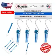 Heavy Duty 36 Inch Blue Bungee Cords with Hooks - 4 Pack Industrial Strength