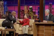 Comedian Bill Cosby 9 year old author Alec Greven during an interv- Old Photo