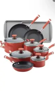 Circulon Acclaim Nonstick Cookware Set/Pots And Pans Set-15 Piece, Red