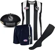 [Collingwood Magpies] Junior Youths Kids AFL Auskick Jumper Guernsey Jersey Shorts Socks Playing Pack with Football