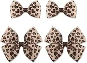 4pcs Leopard Bow Hair Clips, Cheetah Print Bowknot Hair Clip Korean Style Alligator Clip Barrettes Hairpins for Girls Women Kids Hair Accessories