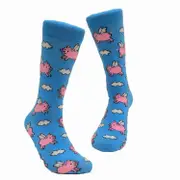 Sock Panda Flying Pigs Socks (Adult Large - Men's Shoe Sizes 8-12) Blue