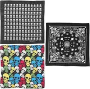 NOLITOY Headband Skull Bandana 3pcs Mens Retro Bandana Scarf Pocket Squares Wraps Headwraps Wristband Sports Face Cover for Hip Hop Headbands