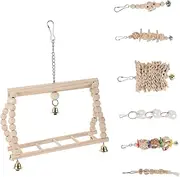 GANAZONO 7Pcs Natural and Rope Parrot Chewing Bird Swing and Perch Accessories for Parrots Cockatiels Budgies and Other Birds for Chewing and Playtime