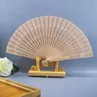 Wooden Hand Held Fan Engraved Hollow Wooden Fan Bamboo Folding Fan Women