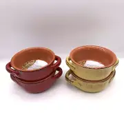 De Silva Red Cocotte Small Round Baking Dish/Soup Bowl Set Of 2 Made in Italy
