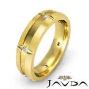 Bezel Round Diamond Mens Eternity Wedding Band 14k Yellow Gold Solid Ring 0.15Ct