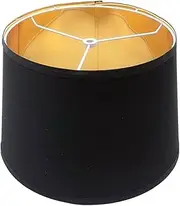 Fonowx Drum Fabric Lamp Shade Cover, Classic Modern Ambient Lampshade, NightStand Lampshade Table Lamp Shade for Cafe Bedroom, Black